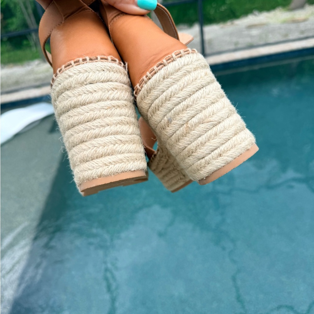 Soludos minorkas Tan Leather Espadrille Platform Sandals nwt 8 - Picture 6 of 9